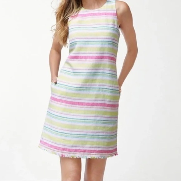 Tommy Bahama, Tulane Linen Striped Shift Dress,Oozes Class & Style, Size Small - Picture 3 of 10